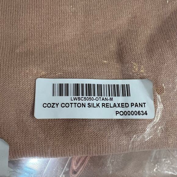 Lunya Cozy Cotton Silk Relaxed Pant Otium Tan Pink Heathered Drawstring M New - Picture 14 of 15